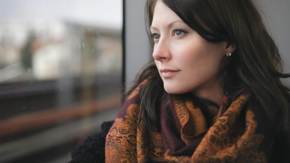 woman on prevost bus